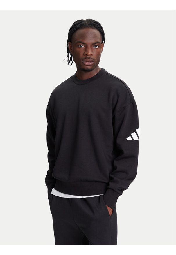 Adidas - adidas Bluza Essentials JF3542 Czarny Loose Fit. Kolor: czarny. Materiał: bawełna