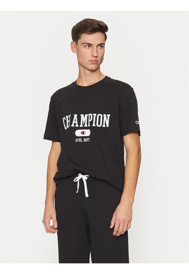 Champion T-Shirt 220432 Czarny Regular Fit. Kolor: czarny. Materiał: bawełna