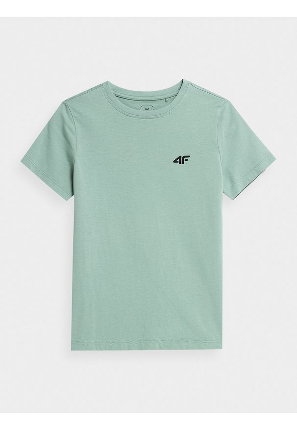 4f - 4F T-shirt gładki chłopięcy 140 (9-10 lat). Kolor: turkusowy. Materiał: bawełna. Wzór: gładki. Sezon: lato