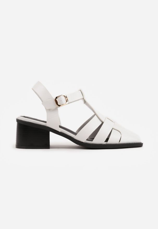 Born2be - Białe Sandały na Obcasie z Ozdobną Cholewką Amalirei. Okazja: na co dzień. Zapięcie: sprzączka. Kolor: biały. Materiał: jeans. Obcas: na obcasie. Styl: elegancki, casual, klasyczny. Wysokość obcasa: średni