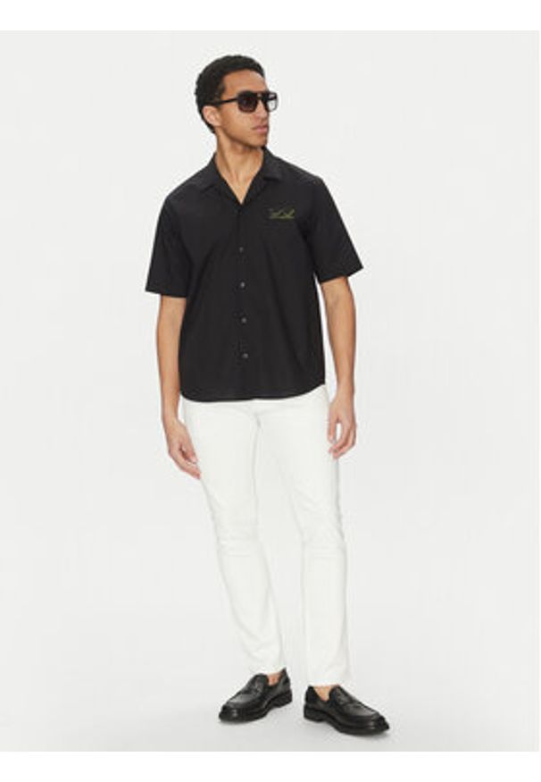 Karl Lagerfeld - KARL LAGERFELD Koszula 605443 552600 Czarny Relaxed Fit. Typ kołnierza: dekolt w karo. Kolor: czarny. Materiał: bawełna