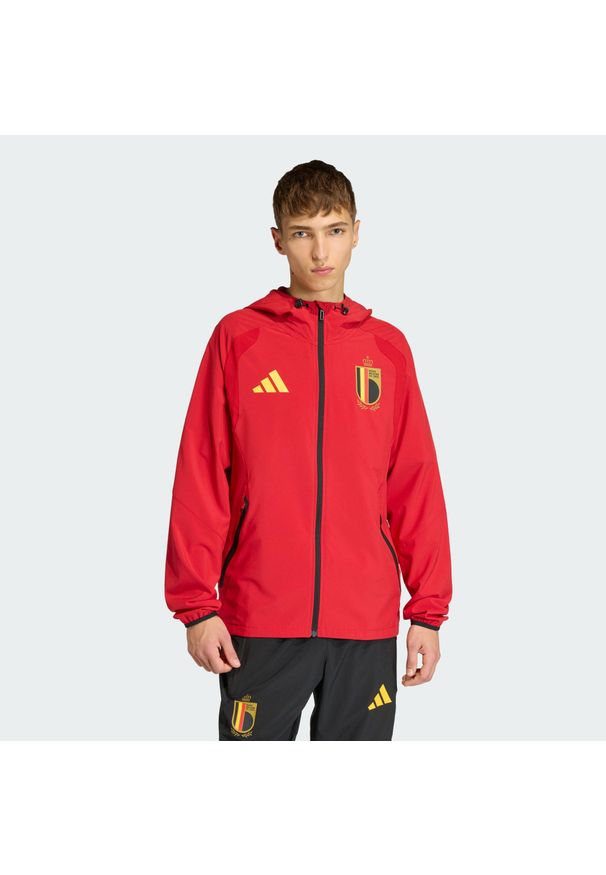 Adidas - Kurtka wiatrówka Belgium Tiro Tech Full Zip. Kolor: czerwony. Sport: piłka nożna