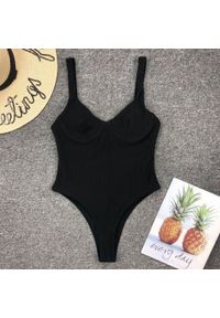 Intica - Jednoczęściowy strój kąpielowy z fiszbinami na plażę Dicle. Kolor: czarny. Materiał: materiał