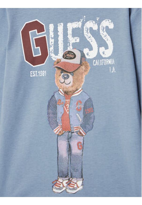 Guess Bluzka N5YI23 K8HM4 Niebieski Regular Fit. Kolor: niebieski. Materiał: bawełna