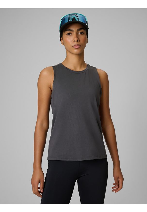4f - 4F Koszulka do biegania regular szybkoschnąca damska - szara S. Kolor: szary. Sport: fitness, bieganie