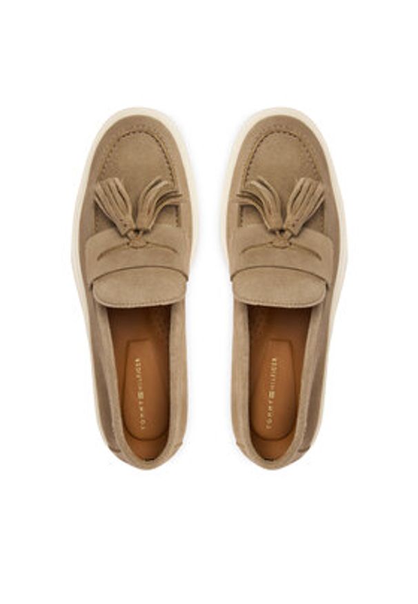 TOMMY HILFIGER - Tommy Hilfiger Loafersy Light Suede Tassel Loafer FW0FW09285 Brązowy. Kolor: brązowy. Materiał: skóra, zamsz