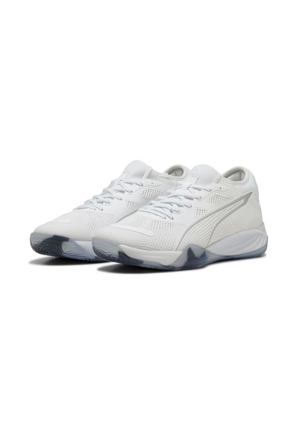 Puma - Buty do piłki ręcznej unisex Eliminate NITRO™ SQD 4 PUMA White Silver Metallic. Kolor: szary, biały, wielokolorowy. Sport: piłka ręczna