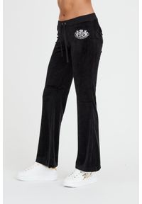 Juicy Couture - JUICY COUTURE Czarne spodnie Heritage Dog Crest Kaisa Trackpant. Kolor: czarny. Materiał: dresówka #4