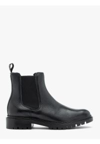 Ryłko - Czarne sztyblety ze skóry licowej. Nosek buta: okrągły. Kolor: czarny. Materiał: skóra. Szerokość cholewki: normalna. Sezon: wiosna, jesień. Obcas: na obcasie. Styl: street. Wysokość obcasa: średni #1