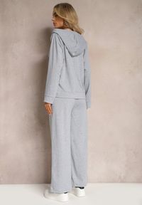 Renee - Szary Luźny Komplet Dresowy Szerokie Spodnie i Bluza z Kapturem Gossame. Kolor: szary. Materiał: dresówka #3