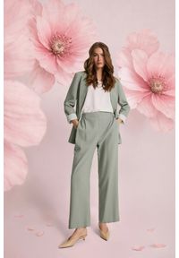 MOODO - Spodnie z dodatkiem lnu oliwkowe. Kolor: oliwkowy. Materiał: len #1