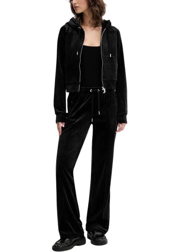 Juicy Couture - JUICY COUTURE Czarne spodnie dresowe z cyrkoniami Tina, Rozmiar S. Kolor: czarny. Materiał: dresówka