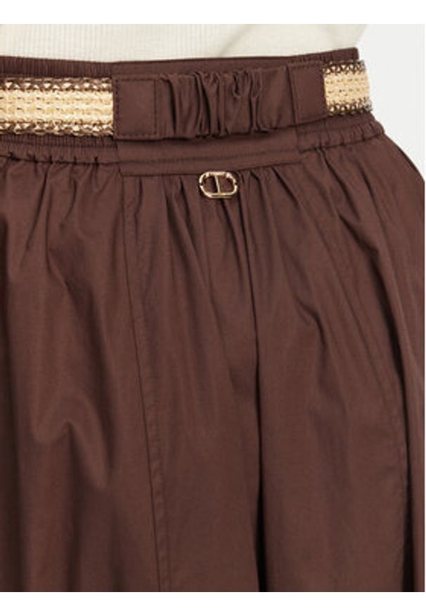 TwinSet - TWINSET Spódnica trapezowa 251TT202J Brązowy Regular Fit. Kolor: brązowy. Materiał: bawełna