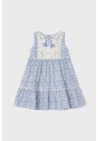Mayoral sukienka bawełniana dziecięca kolor granatowy mini prosta. Okazja: na co dzień. Kolor: niebieski. Materiał: bawełna. Wzór: haft. Typ sukienki: proste. Styl: casual. Długość: mini #3