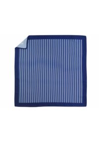 Adam Collection - Granatowo-biała poszetka w geometryczny wzór E269. Kolor: biały, wielokolorowy, niebieski. Wzór: geometria #1