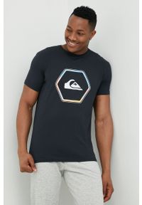Quiksilver t-shirt bawełniany kolor czarny z nadrukiem. Kolor: czarny. Materiał: bawełna. Wzór: nadruk #1