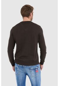 La Martina - LA MARTINA Brązowy sweter męski z wełną w serek, Rozmiar XXL. Typ kołnierza: dekolt w serek. Kolor: brązowy. Materiał: wełna