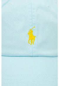 Polo Ralph Lauren czapka z daszkiem bawełniana kolor turkusowy z aplikacją. Kolor: turkusowy. Materiał: bawełna. Wzór: aplikacja #3