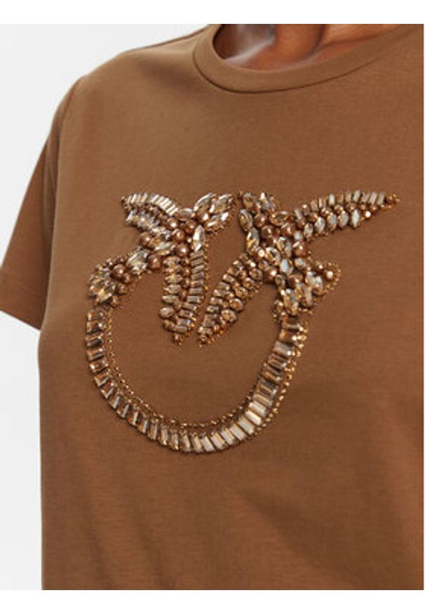 Pinko - PINKO T-Shirt Quentin 100535 A2RN Brązowy Regular Fit. Kolor: brązowy. Materiał: bawełna