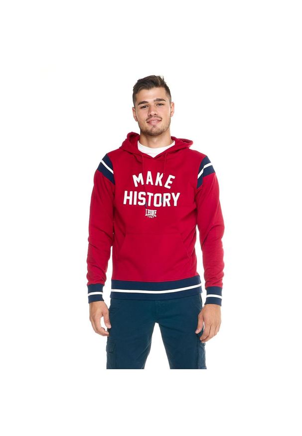 LEONE 1947 APPAREL - Męska bluza Leone z kapturem Retro. Typ kołnierza: kaptur. Kolor: czerwony, brązowy, wielokolorowy. Materiał: tkanina. Sport: fitness