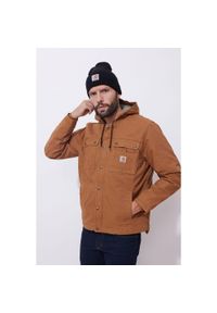 Kurtka turystyczna męska Carhartt Washed Duck Sherpa Utility ocieplana. Kolor: brązowy