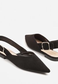 Renee - Czarne Sandały Vices Typu Slingback z Wkładką ze Skóry Naturalnej Rallora. Okazja: na co dzień, na spacer. Zapięcie: sprzączka. Kolor: czarny. Materiał: skóra. Wzór: nadruk. Obcas: na obcasie. Styl: elegancki, casual. Wysokość obcasa: średni #5