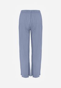 Born2be - Niebieskie Szerokie Spodnie z Wysokim Stanem ze Zwiewnej Tkaniny z Plisami Galiris. Okazja: do pracy, na co dzień, na spotkanie biznesowe. Stan: podwyższony. Kolor: niebieski. Materiał: tkanina. Długość: długie. Styl: elegancki, biznesowy, casual #6