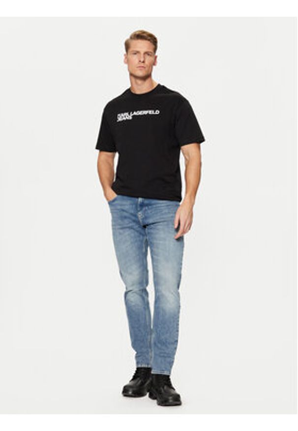 Karl Lagerfeld Jeans T-Shirt A1M17002 Czarny Regular Fit. Kolor: czarny. Materiał: bawełna