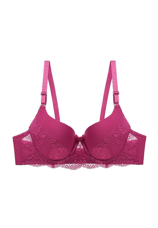 Intica - Biustonosz push-up z usztywnieniem i subtelnymi zdobieniami Veritchka. Kolor: czerwony. Materiał: tkanina. Rodzaj stanika: push-up. Wzór: aplikacja