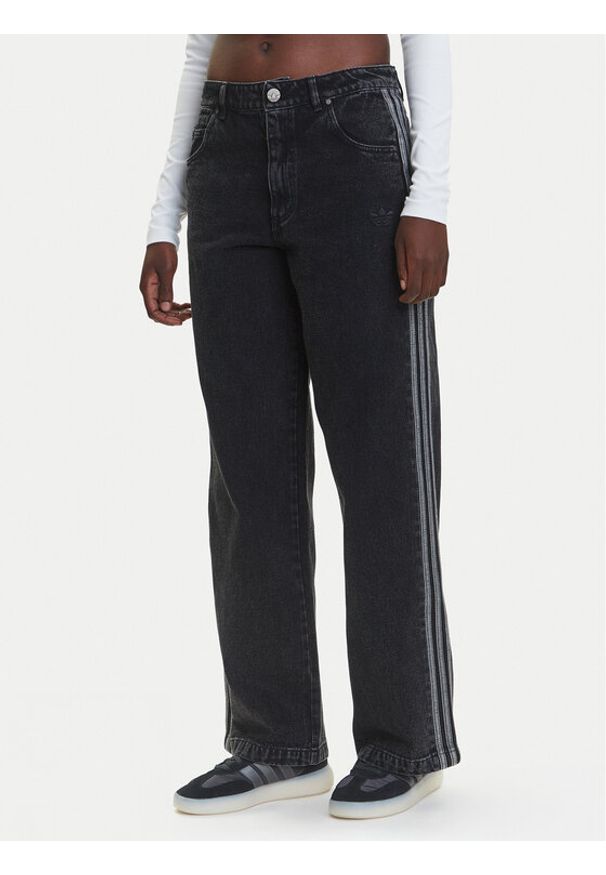 Adidas - adidas Jeansy adicolor Denim 3-Stripes JD3109 Czarny Loose Fit. Kolor: czarny