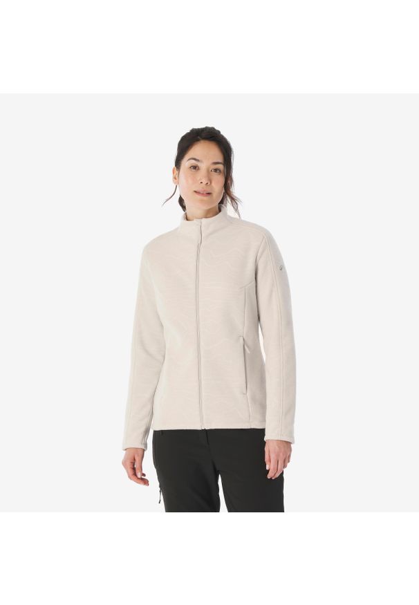 quechua - Polar turystyczny damski Quechua MH500 zamek. Kolor: beżowy. Materiał: poliester, materiał. Sport: turystyka piesza
