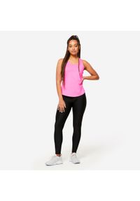 DOMYOS - Legginsy fitness damskie Domyos. Kolor: czarny. Materiał: materiał, elastan, poliester. Sport: fitness