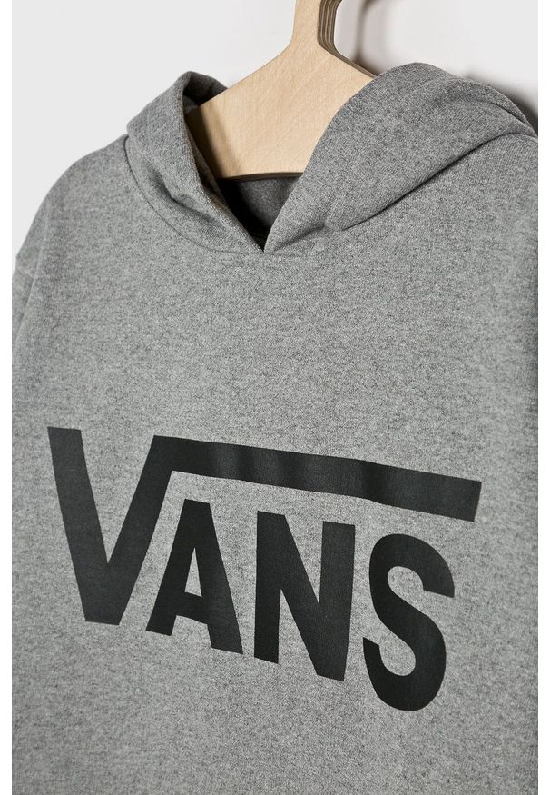 Vans - Bluza dziecięca. Okazja: na co dzień. Typ kołnierza: kaptur. Kolor: szary. Wzór: nadruk. Styl: casual