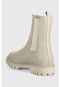 TOMMY HILFIGER - Tommy Hilfiger sztyblety Zip Boot damskie kolor beżowy na płaskim obcasie. Nosek buta: okrągły. Kolor: beżowy. Materiał: bawełna, skóra. Obcas: na obcasie. Wysokość obcasa: niski #3