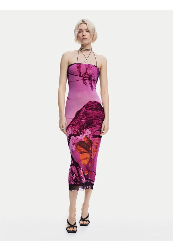 Desigual Sukienka letnia Lakecomo 25SWVK39 Różowy Slim Fit. Kolor: różowy. Materiał: syntetyk. Sezon: lato