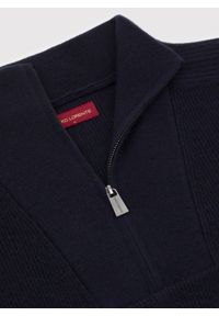 Pako Lorente - PAKO LORENTE - Granatowy sweter z rozpinaną stójką. Okazja: na co dzień. Typ kołnierza: kołnierzyk stójkowy. Kolor: beżowy, niebieski. Materiał: wełna, poliamid. Sezon: jesień. Styl: casual #9