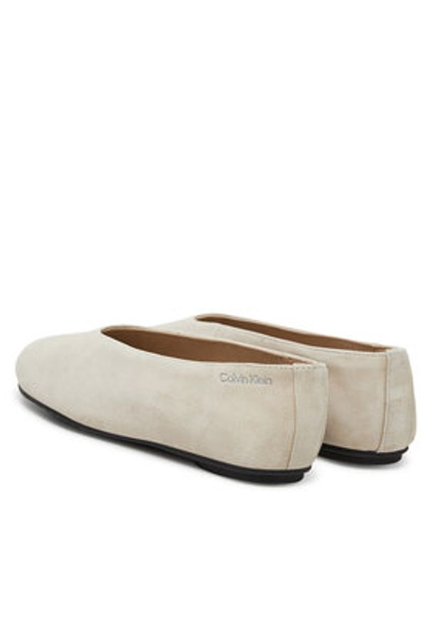 Calvin Klein Baleriny Ballerina Round Hw Sue HW0HW02565 Beżowy. Kolor: beżowy. Materiał: skóra