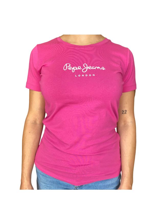 Koszulka damska Pepe Jeans New Virginia N. Kolor: różowy. Materiał: bawełna