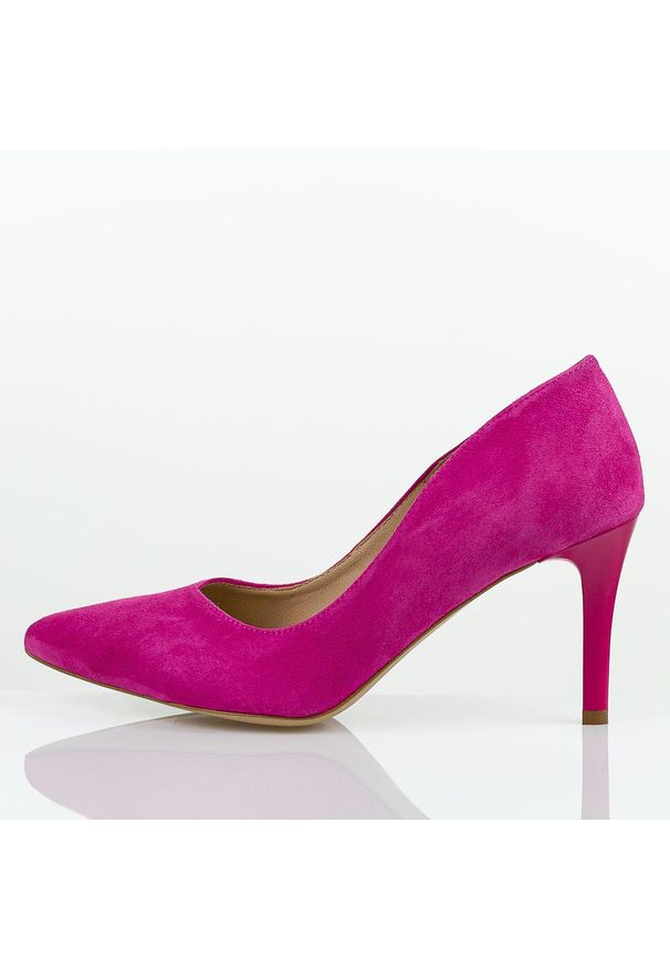 Polskie szpilki damskie Prestige 2106 Fuksja Skóra Zamsz. Kolor: różowy. Materiał: skóra, zamsz. Obcas: na szpilce