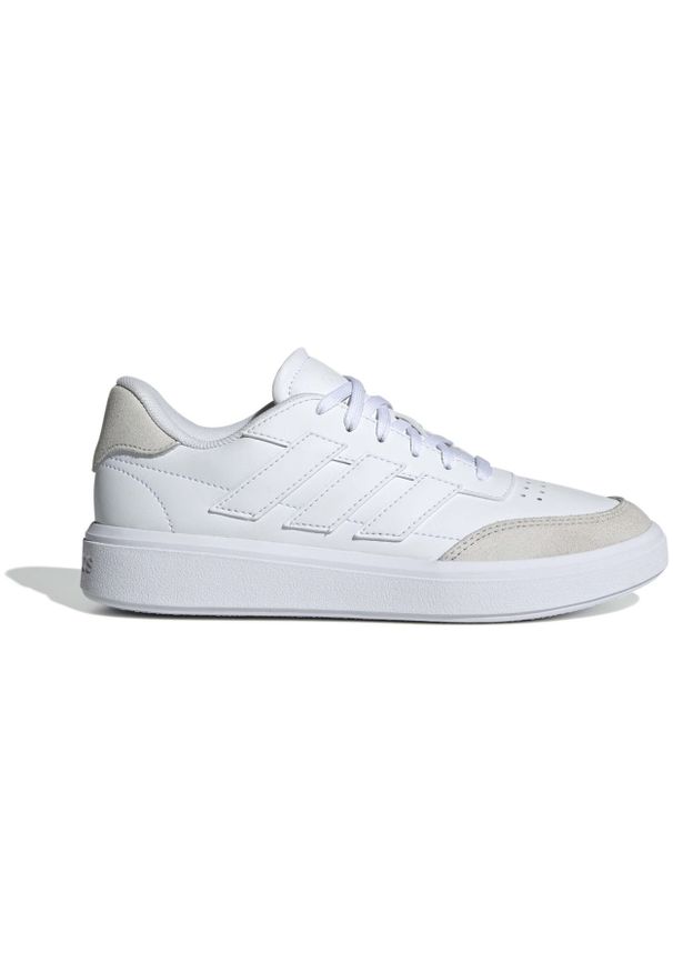 Adidas - Buty sportowe adidas Courtblock Junior Biały Beżowy. Okazja: na co dzień. Kolor: biały. Materiał: skóra, syntetyk, materiał. Sport: fitness, tenis