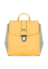 Wittchen - Damski plecak z kraciastymi bokami. Kolor: żółty. Materiał: skóra ekologiczna. Wzór: aplikacja. Styl: retro #1
