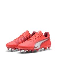 Puma - Buty piłkarskie KING ULTIMATE MxSG PUMA Glowing Red White Fire. Kolor: biały, czerwony, wielokolorowy. Szerokość cholewki: normalna. Sport: piłka nożna