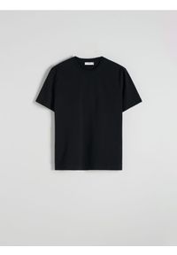 Reserved - Bawełniany t-shirt regular - czarny. Kolor: czarny. Materiał: bawełna