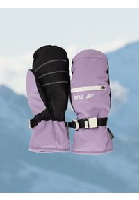4f - 4F Rękawiczki snowboardowe Thinsulate membrana 10000 damskie - fioletowe S. Kolor: fioletowy. Materiał: materiał. Technologia: Thinsulate. Sezon: zima. Sport: snowboard #1