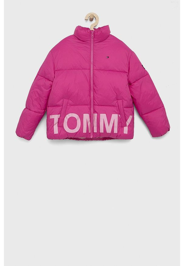 TOMMY HILFIGER - Tommy Hilfiger Kurtka dziecięca kolor różowy. Okazja: na co dzień. Kolor: różowy. Styl: casual