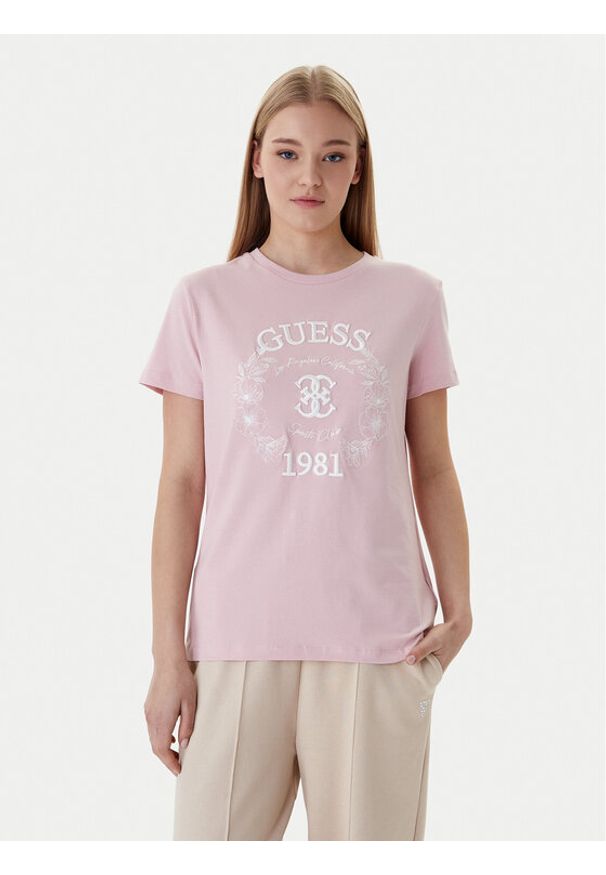 Guess T-Shirt V6RI12 J1314 Różowy Regular Fit. Kolor: różowy. Materiał: bawełna