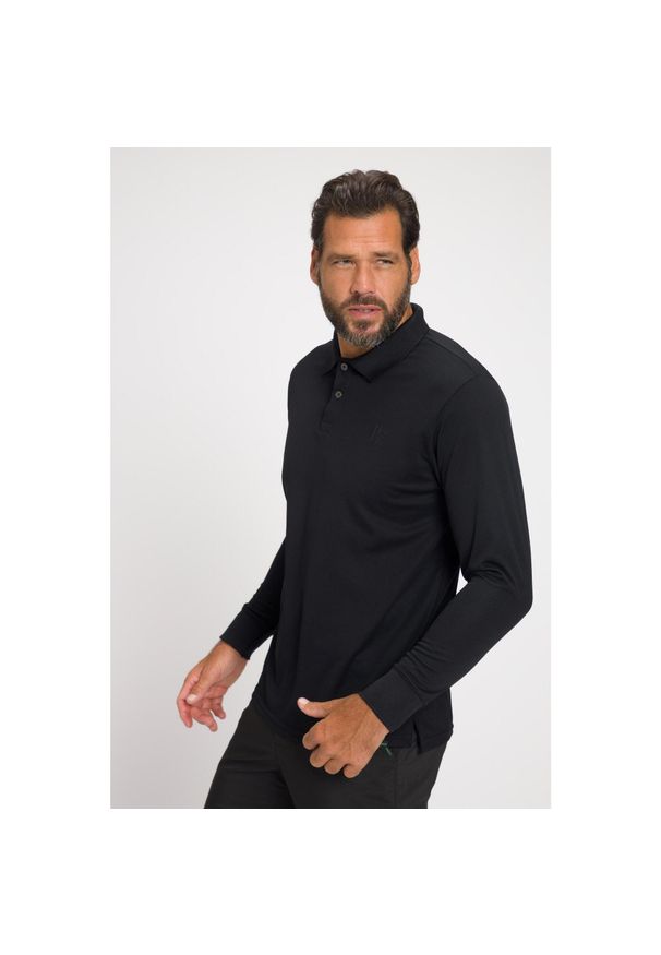 JAY-PI - Męska Koszulka polo golf długi rękaw QuickDry. Typ kołnierza: golf, polo. Kolekcja: plus size. Kolor: czarny. Materiał: poliester, materiał. Długość rękawa: długi rękaw. Długość: długie. Styl: sportowy