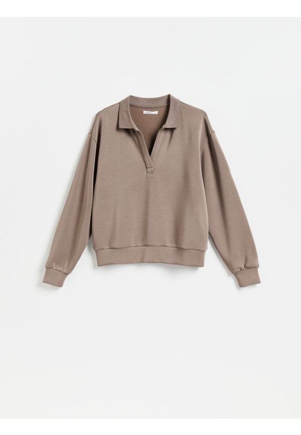 Reserved - Bluza z dodatkiem modalu - brązowy. Kolor: brązowy. Materiał: dzianina