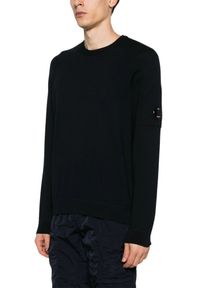 C.P. Company - C.P. COMPANY Czarny męski cienki sweter Crew Neck. Kolor: czarny