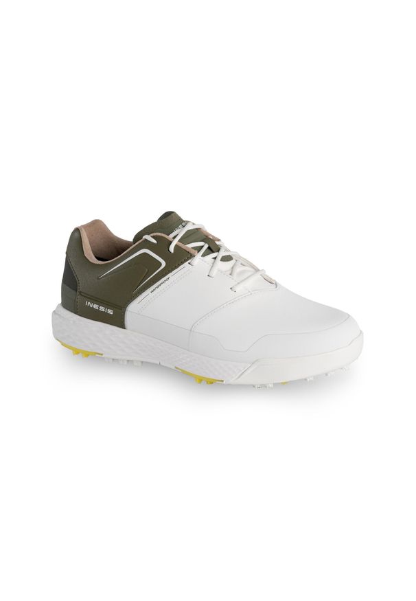INESIS - Buty do golfa męskie Grip Waterproof. Kolor: biały, brązowy, wielokolorowy, zielony. Materiał: kauczuk. Sport: golf